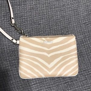 Tan Zebra Striped Coach Wristlet